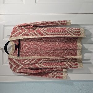 Small Red and Cream Say What Cardigan